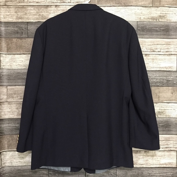Stafford Blazer Men’s 44R Navy Blue Gold Crest Buttons Polyester Wool (Read) - Picture 7 of 14